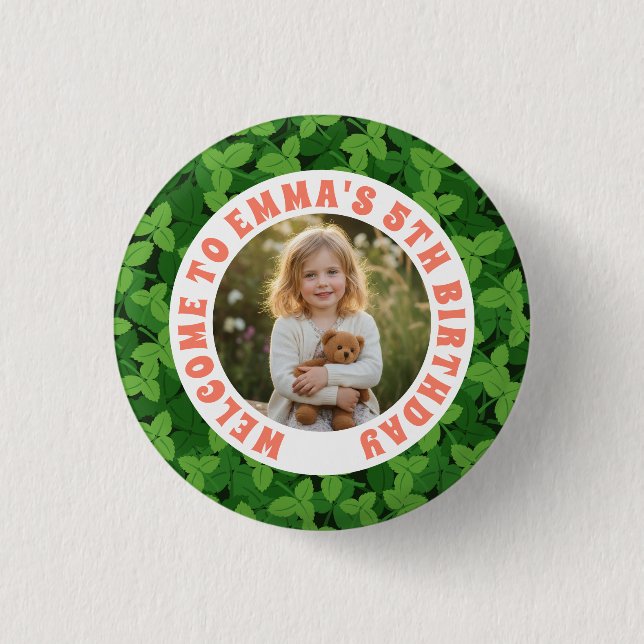 Custom Kids Birthday Button with Photo (Front)