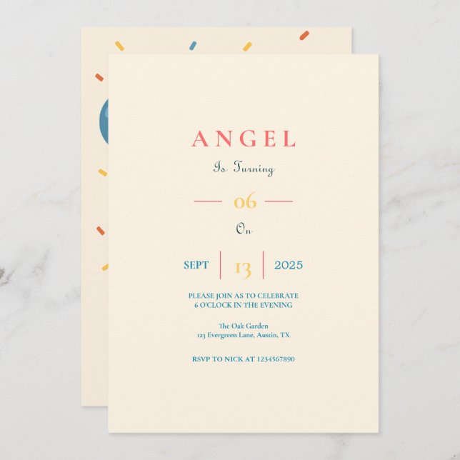 Custom Kids Birthday Invitation with Photo (Front/Back)