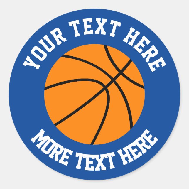 Custom kid's Birthday party favour basketball spor Classic Round Sticker (Front)