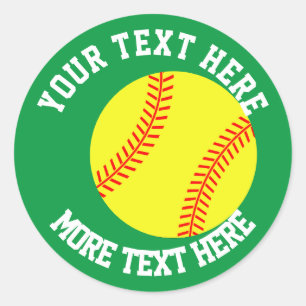 Custom kid's Birthday party favour softball sport Classic Round Sticker