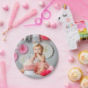 Custom Kids Birthday Photo Paper Plate
