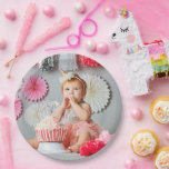 Custom Kids Birthday Photo Paper Plate<br><div class="desc">Add your custom child's photo to create the perfect personalised paper plates for your birthday party decor. Use the design tools to add text or additional photos to create your own unique one of a kind design.</div>
