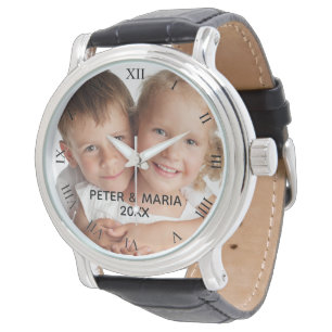 Custom kids children photo names year roman watch