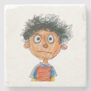Custom Kids Christmas Drawing Stone Coaster