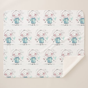 custom kids drawing sherpa blanket