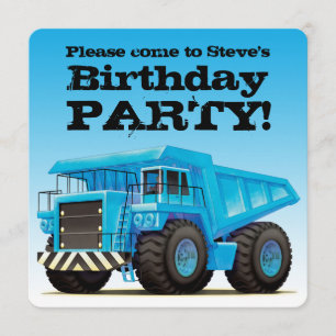 Custom Kids Dump Truck Construction Birthday Party Invitation