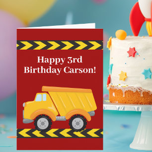 Custom Kids Dump Truck Red Boys Birthday Card