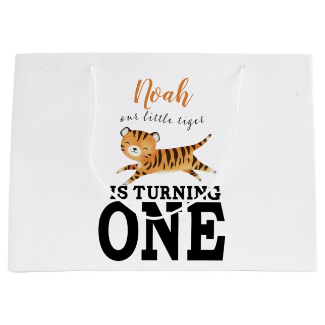 Custom Kids First Birthday Monogram Large Gift Bag (Front)