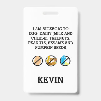 Custom Kids Food Allergy Alert Top Allergy Symbols ID Badge