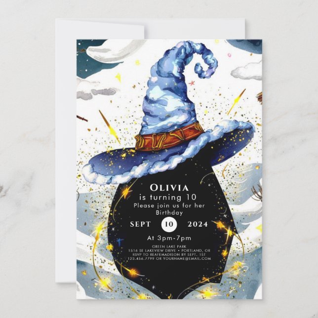 Custom Kids Fun Wizard Birthday Invitation (Front)