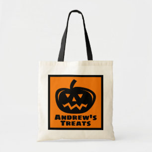 Custom kid's Halloween trick or treat tote bags