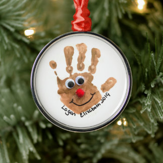 Custom Kids' Handprint Art Keepsake Metal Tree Decoration