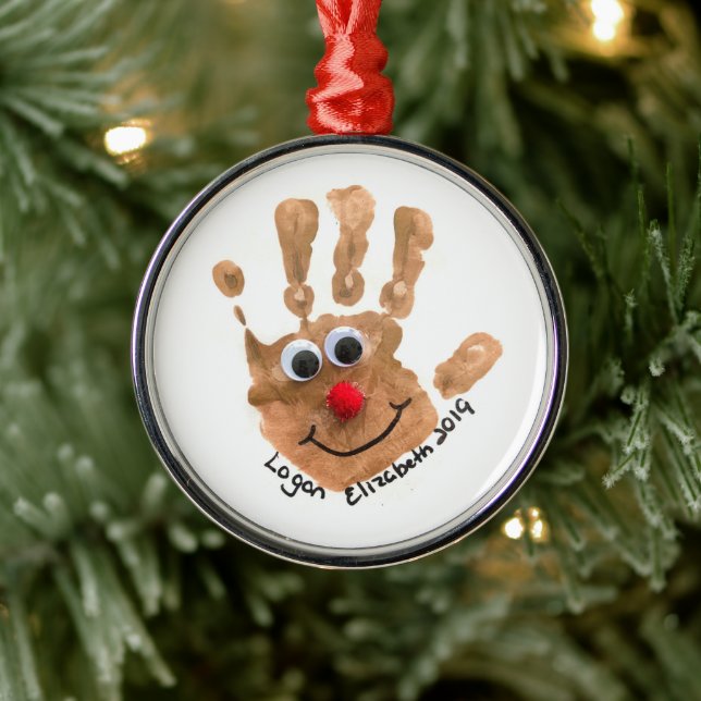 Custom Kids' Handprint Art Keepsake Metal Tree Decoration (Tree)