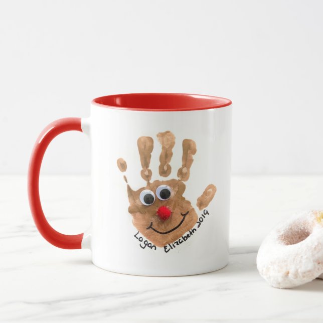 Custom Kids' Handprint Art Keepsake Mug (With Donut)