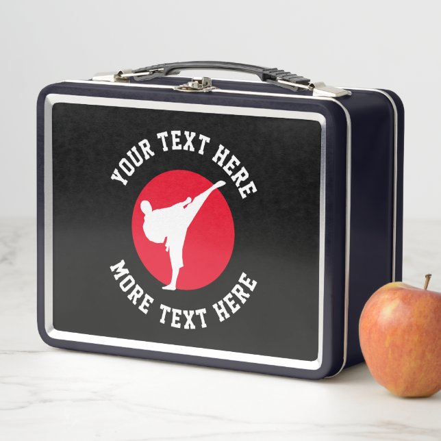 Custom kid's karate kick martial arts design metal lunch box (In Situ)