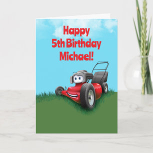 Custom Kid's Lawn Mowing Birthday Card