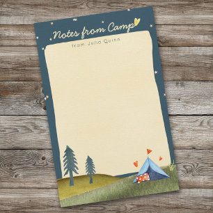 Custom Kid's Name Camp Stationery Watercolor Tent