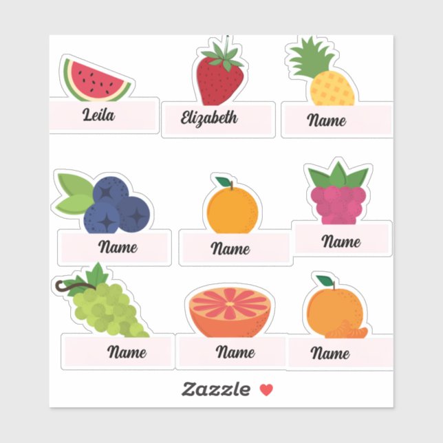 Custom kid's name stickers, custom fruit stickers (Sheet)