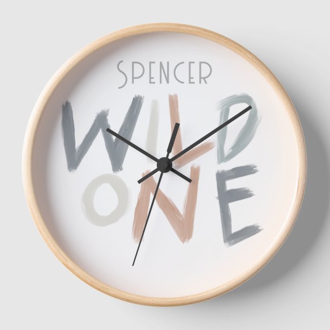 Custom kids name Wild One design for Kids Room Clock (Front)