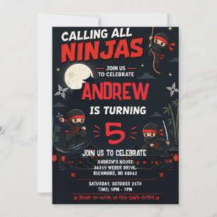 Custom Kids Ninja Birthday party Invitation