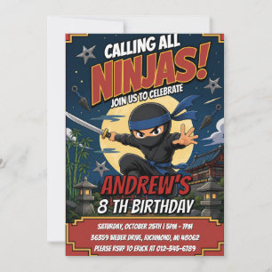 Custom Kids Ninja Birthday Warrior Invitation