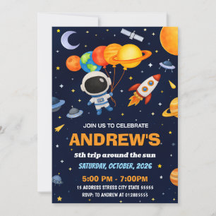 Custom Kids Outer Space Astronaut Birthday Invitation