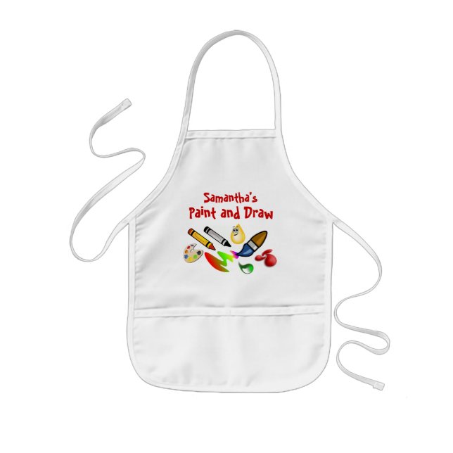 Custom Kids Paint Draw Arts and Crafts Kids Smock Apron (Front)