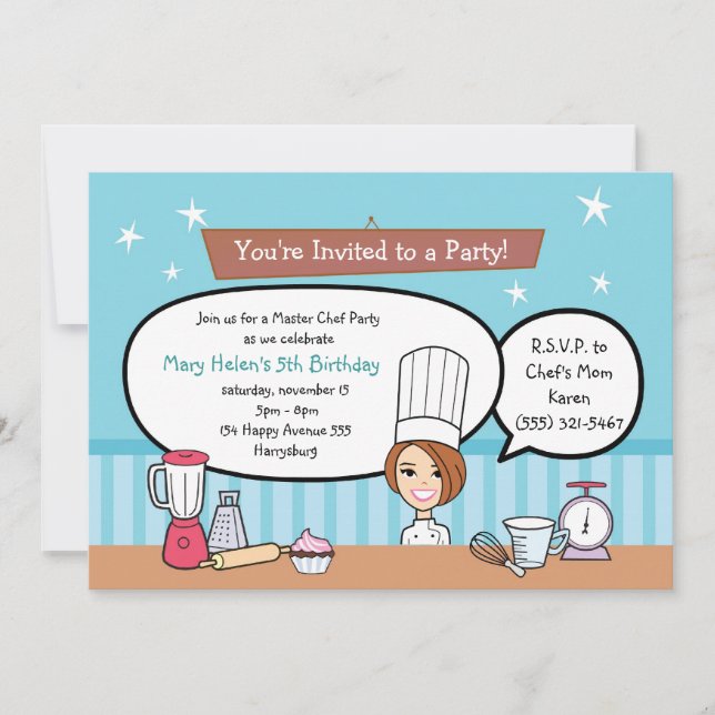 Custom Kids Party Invitation with Unique Artwork (Front)
