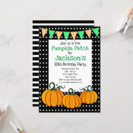 Custom Kids Pumpkin Patch Birthday  Invitation