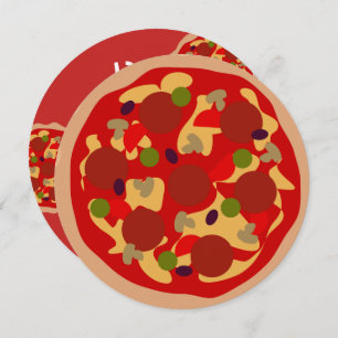 Custom kid's round pizza Birthday party invitation