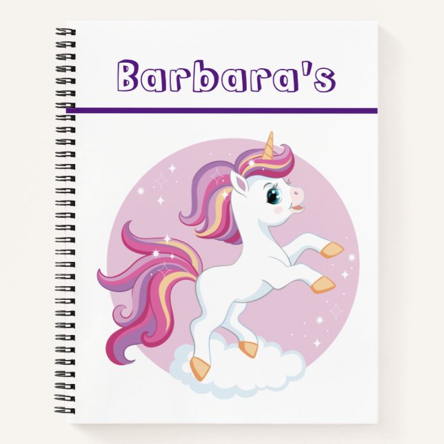 Custom Kids Sketch Unicorn Notebook (Front)