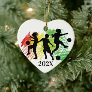 Custom Kids Soccer Player Christmas Ceramic Orname Tree Decoration