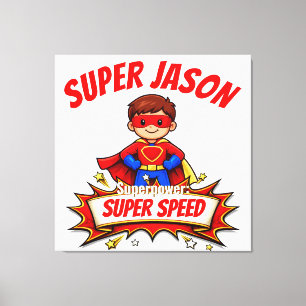 Custom Kids Superhero Name Canvas Print