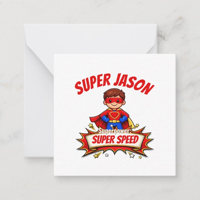 Custom Kids Superhero Name & Superpower Card (Front)