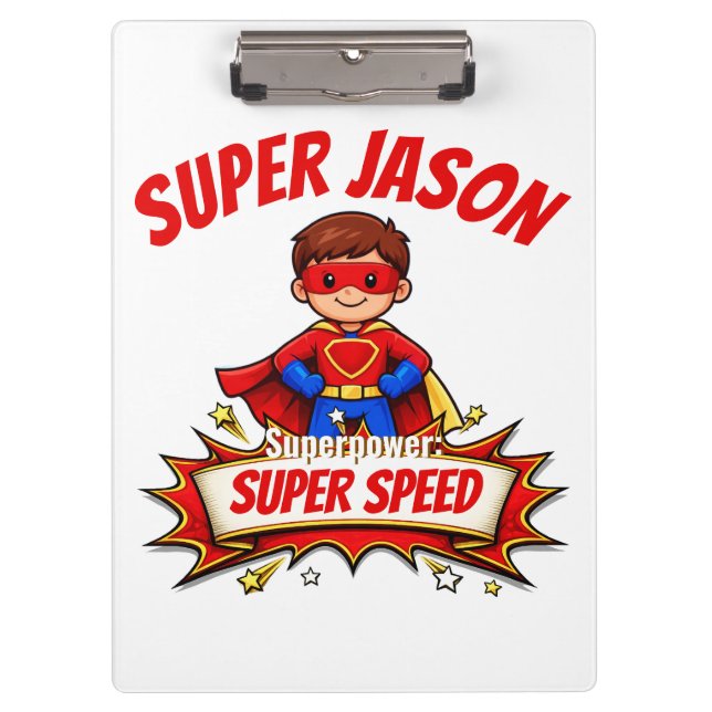 Custom Kids Superhero Name & Superpower Clipboard (Front)