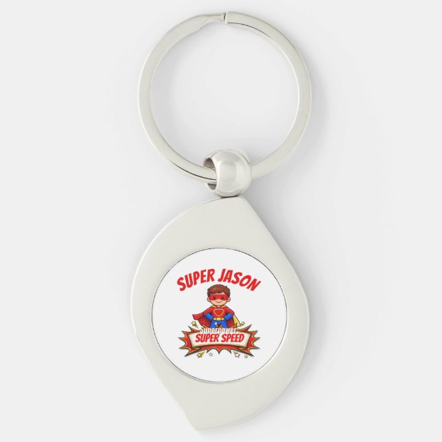 Custom Kids Superhero Name & Superpower Key Ring (Front)