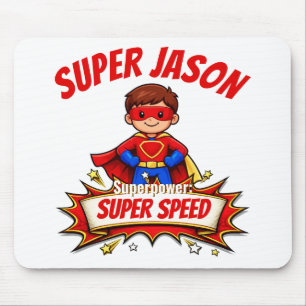 Custom Kids Superhero Name & Superpower Mouse Mat