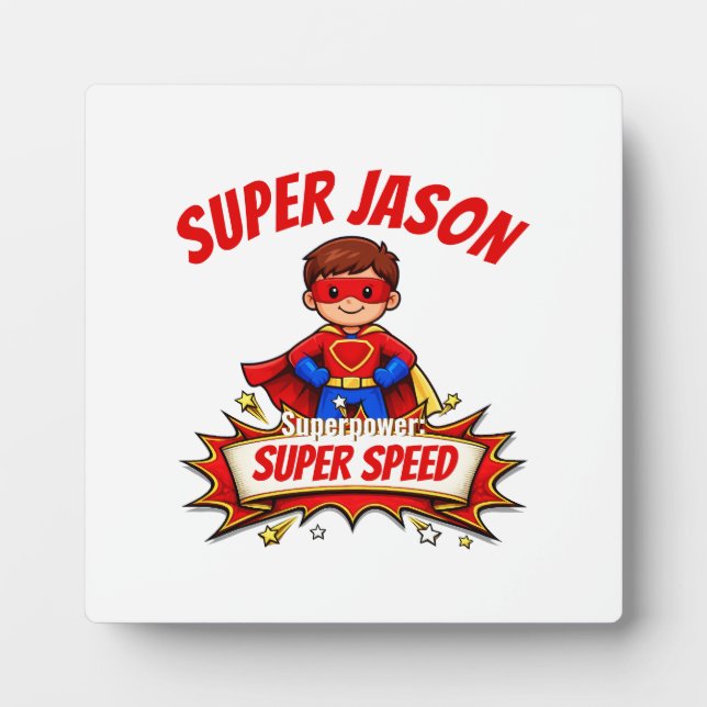 Custom Kids Superhero Name & Superpower Plaque (Front)