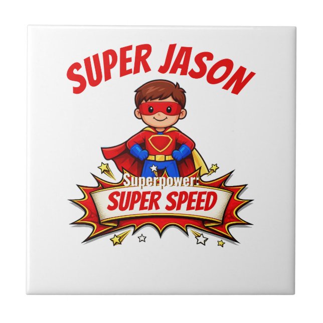 Custom Kids Superhero Name & Superpower Tile (Front)