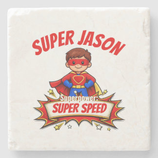 Custom Kids Superhero NameCustom-Cut Vinyl Sticker Stone Coaster