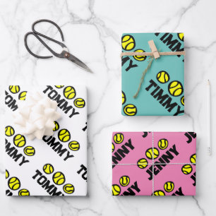 Custom kid's tennis Birthday wrapping paper sheets