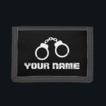 Custom kid's wallet with police handcuffs logo<br><div class="desc">Custom kid's wallet with police handcuffs logo and name. Personalised Birthday gift idea for kids and adults. Cool modern typography design.</div>