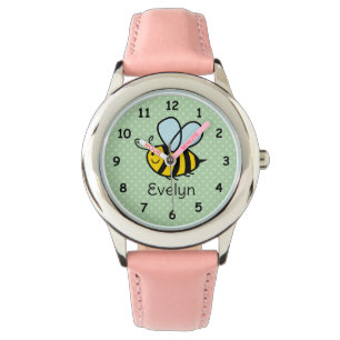 Custom kid's watch with cute honey bee drawing