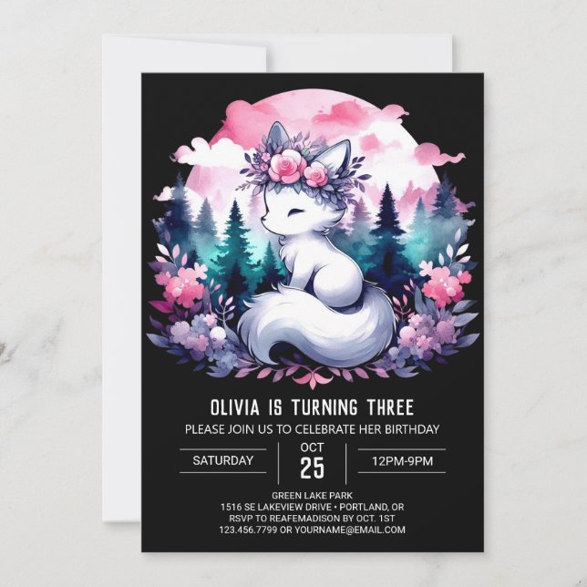 Custom Kids Wolf Birthday Invitation (Front)
