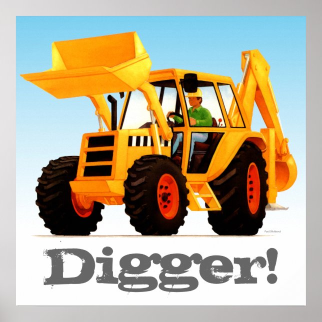 Custom Kids Yellow Digger Poster (Front)