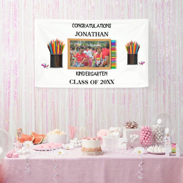Custom kindergarten graduate chalkboard photo banner (Party)