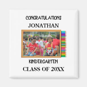 Custom kindergarten graduate chalkboard photo magnet