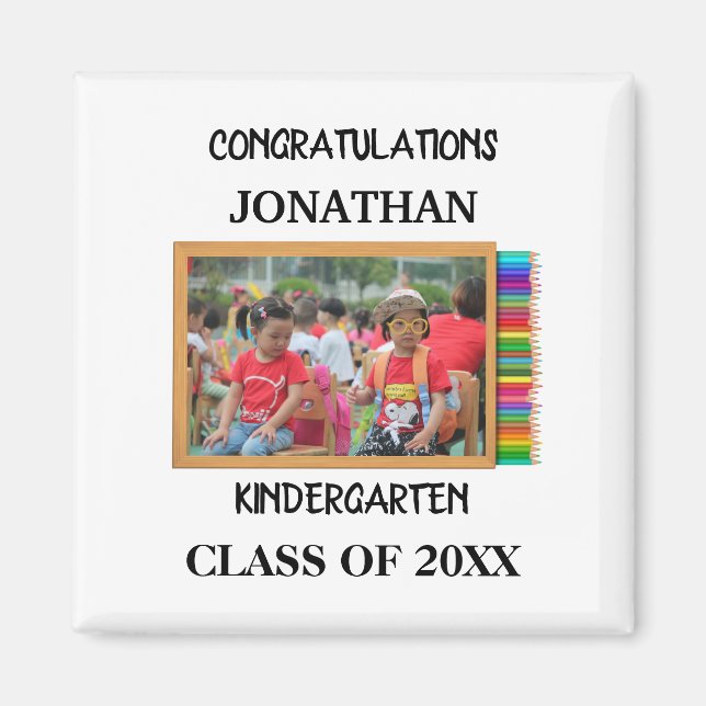 Custom kindergarten graduate chalkboard photo magnet (Front)
