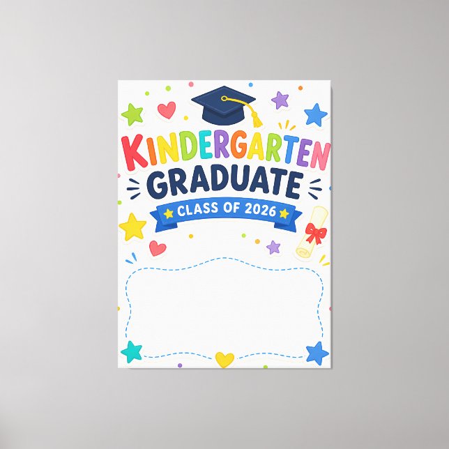 Custom Kindergarten Graduate Class 2026 Canvas Print (Front)