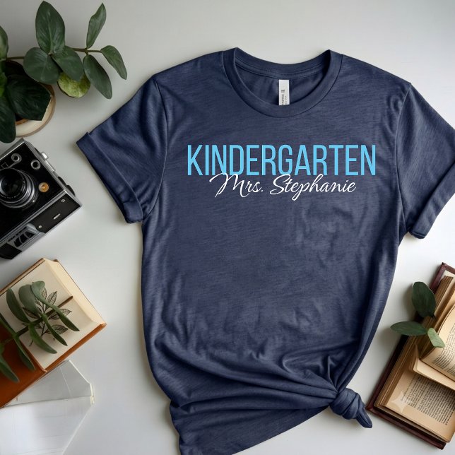 Custom Kindergarten Teacher Name Design Tri-Blend Shirt (Creator Uploaded)